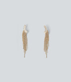 Rhinestone Tassel Long Earrings — Gold — view 4