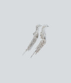Rhinestone Tassel Long Earrings — Silver — view 2