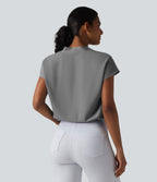 Wrinkle Recovery V-neck Batwing Sleeve Loose Fit Work Blouse — Griffin — view 5