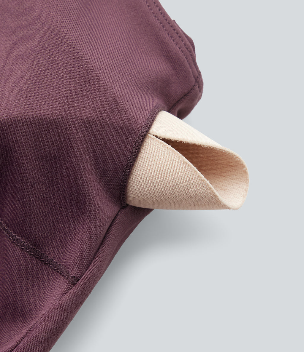 Crisscross Backless Split Ruffle Hem Built-in Bra Midi Party Flowy Dress — Plum Wine — view 8