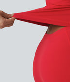 Plush Push-Up Twisted Adjustable Straps Non-Removable Pad Dance Active Dress with Pockets — Tomato — view 4