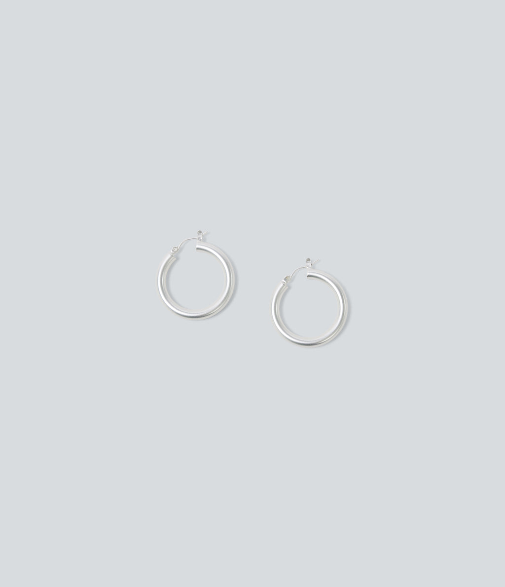 Copper Hoop Earrings — Silver — view 4