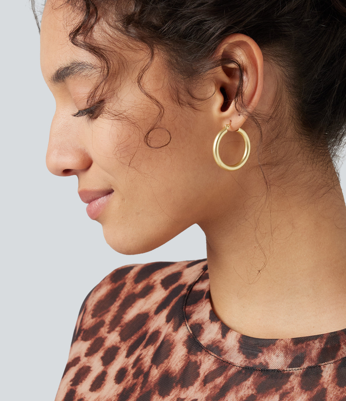 Copper Hoop Earrings — Gold — view 3