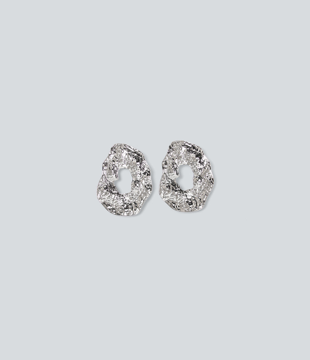 Alloy Hollow Irregular Circle Earrings — Silver — view 4