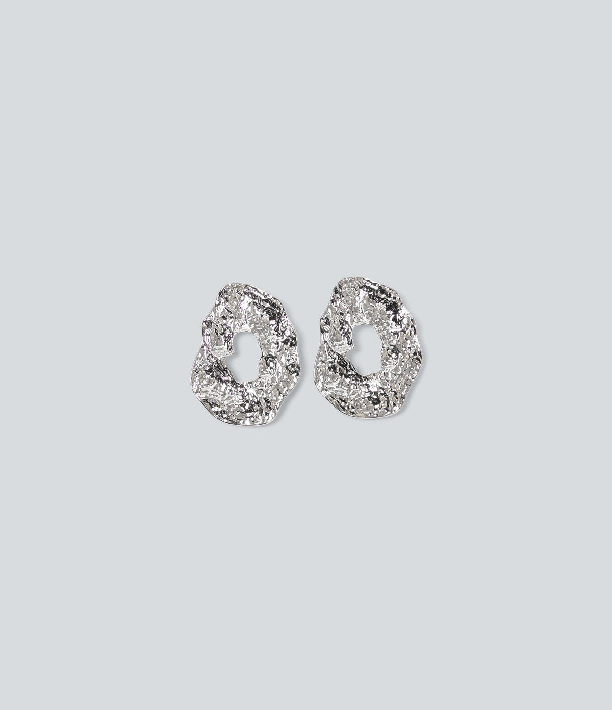Alloy Hollow Irregular Circle Earrings — Silver — view 4