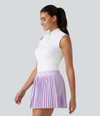 Airy Mock Neck Tie Sleeveless InstantCool Golf Sports Top — White — view 3