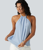 Backless Tie-back Casual Halter Top — Light Steel Blue — view 6