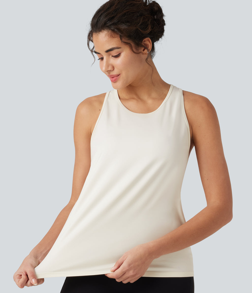 Cut-Out Back Slim Yoga Tank Top — Marshmallow — view 7