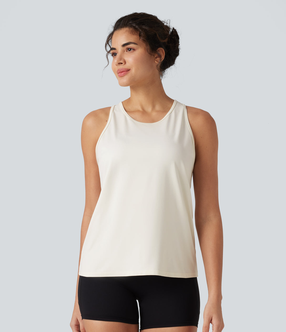 Cut-Out Back Slim Yoga Tank Top — Marshmallow — view 2