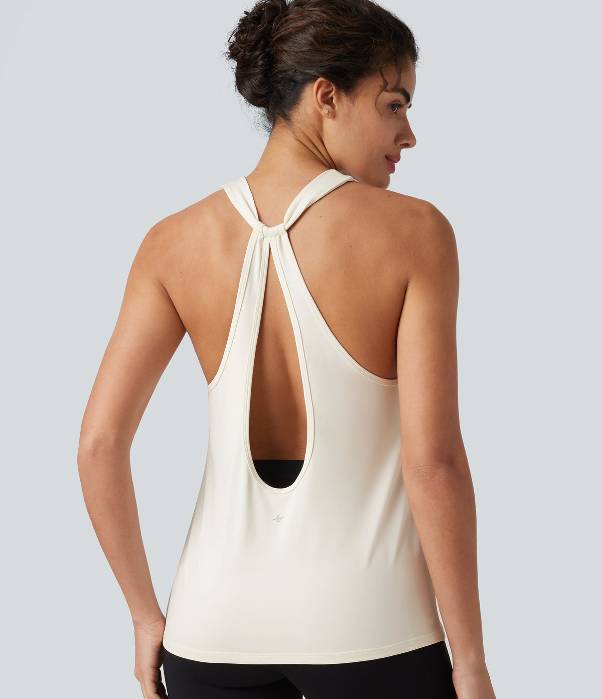 Cut-Out Back Slim Yoga Tank Top — Marshmallow — view 1