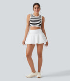 High Waisted 2-in-1 Micro Dance Bubble Skirt with Pockets — White — view 8