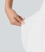 High Waisted 2-in-1 Micro Dance Bubble Skirt with Pockets — White — view 7