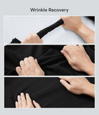 Wrinkle Recovery High Waisted Baggy Color Block Casual Linen-Feel Pants with Pockets — Black — view 2
