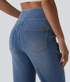 High Waisted Tummy Control Bootcut Casual Jeans with Pockets — Vallarta Blue Denim — view 4