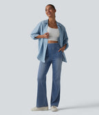 High Waisted Tummy Control Bootcut Casual Jeans with Pockets — Vallarta Blue Denim — view 6