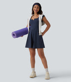 Airy Short Sleeve Wide Leg InstantCool Yoga Playsuit with Pockets-Edition — Mood Indigo — view 6