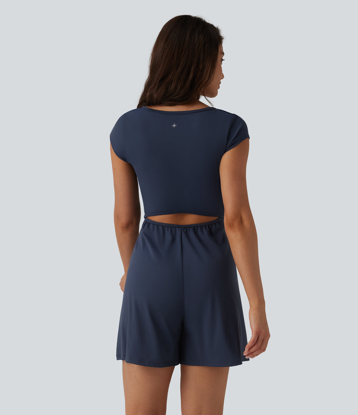 Airy Short Sleeve Wide Leg InstantCool Yoga Playsuit with Pockets-Edition — Mood Indigo — view 2
