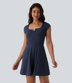 Airy Short Sleeve Wide Leg InstantCool Yoga Playsuit with Pockets-Edition — Mood Indigo — view 3