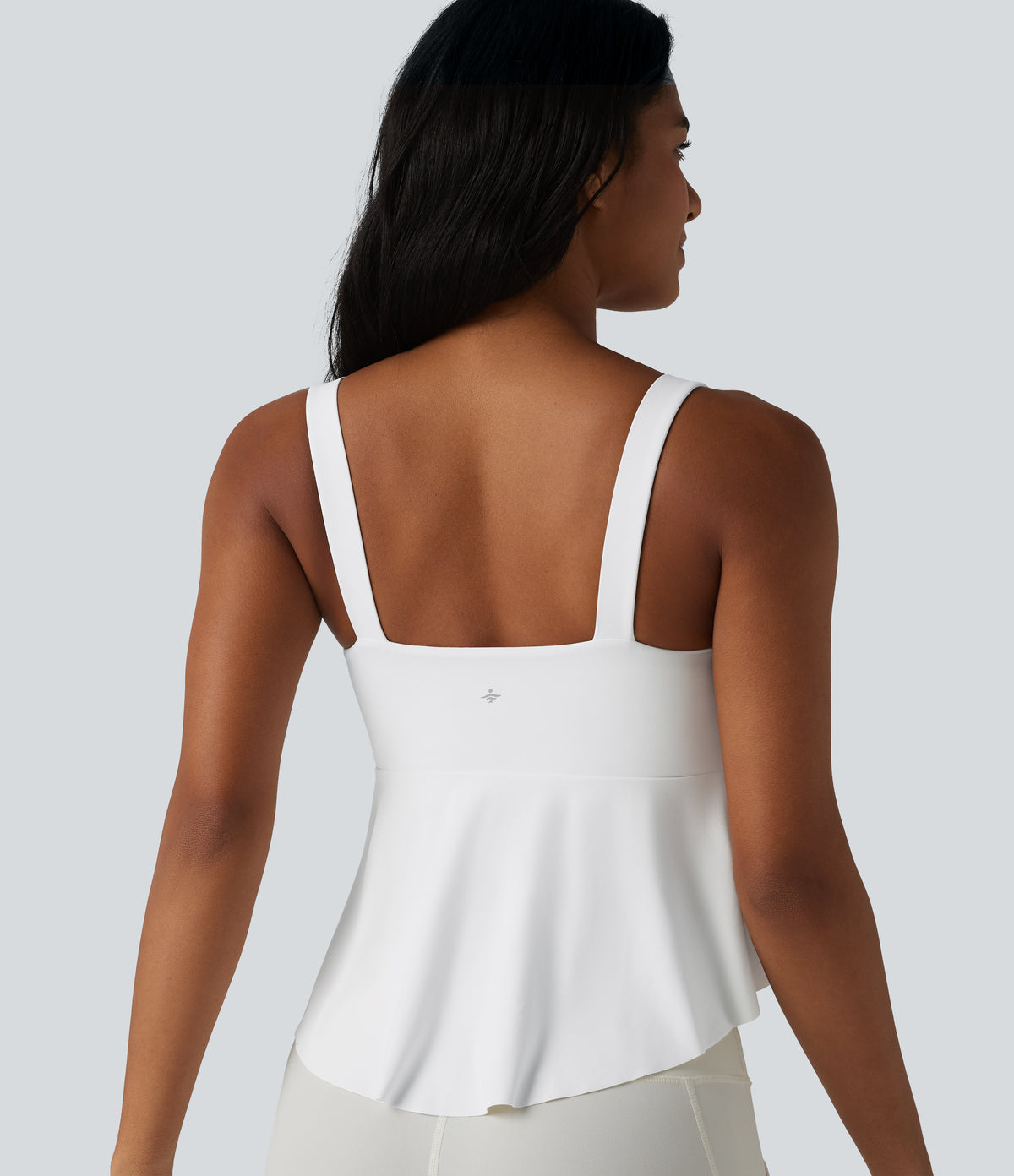V Neck Push-Up Non-Removable Pad Ruffle Hem Yoga Tank Top — White — view 6