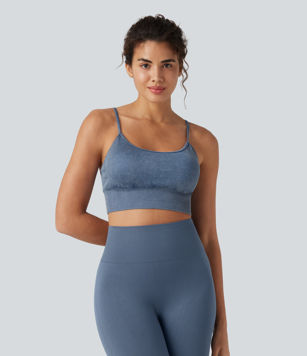 OneForm Seamless Flow Low Support Washed Workout Sports Bra — Wild Wind — view 4