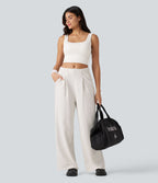 OneForm Seamless Flow Scoop Neck U-back Built-in Bra Casual Tank Top — White — view 8
