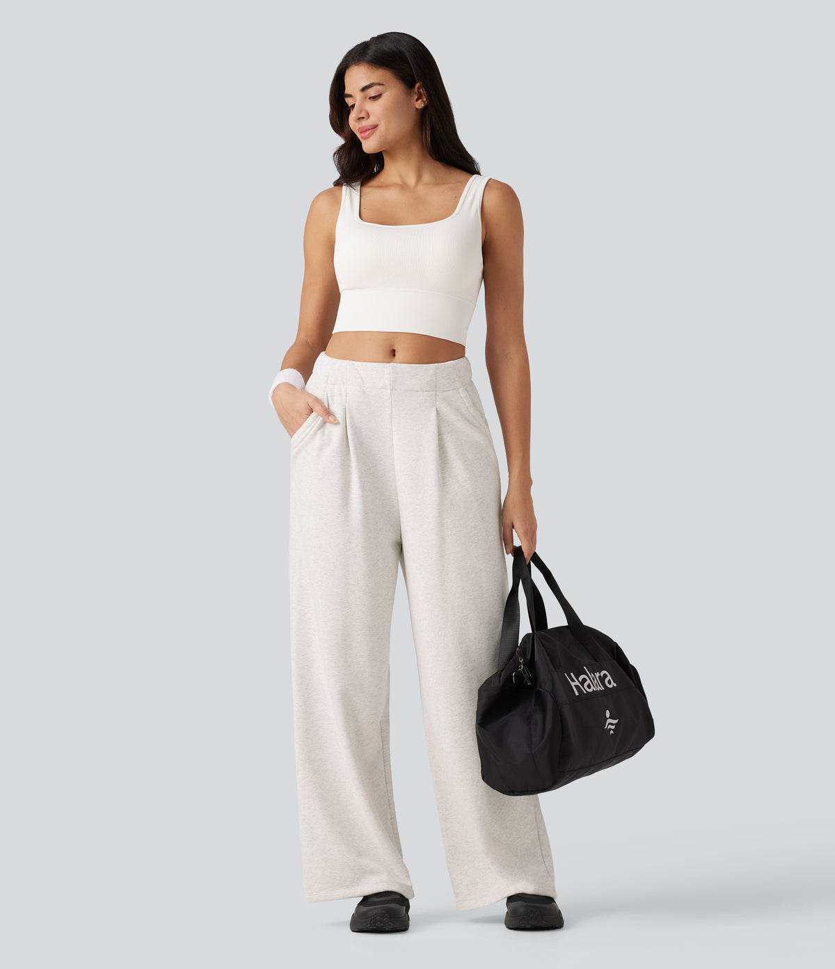 OneForm Seamless Flow Scoop Neck U-back Built-in Bra Casual Tank Top — White — view 8