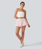 Low Rise 2-in-1 Micro Mini Dance Bubble Skirt with Pocket — Mauve Chalk — view 7
