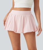Low Rise 2-in-1 Micro Mini Dance Bubble Skirt with Pocket — Mauve Chalk — view 2
