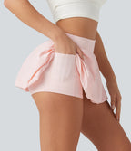 Low Rise 2-in-1 Micro Mini Dance Bubble Skirt with Pocket — Mauve Chalk — view 1