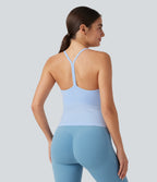 OneForm Seamless Flow Built-in Bra Yoga Tank Top — Light Steel Blue — view 2