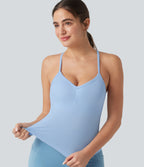 OneForm Seamless Flow Built-in Bra Yoga Tank Top — Light Steel Blue — view 5