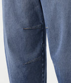 Low Rise Barrel Leg Casual Plus Size Jeans with Pockets — Mist Blue Denim — view 6