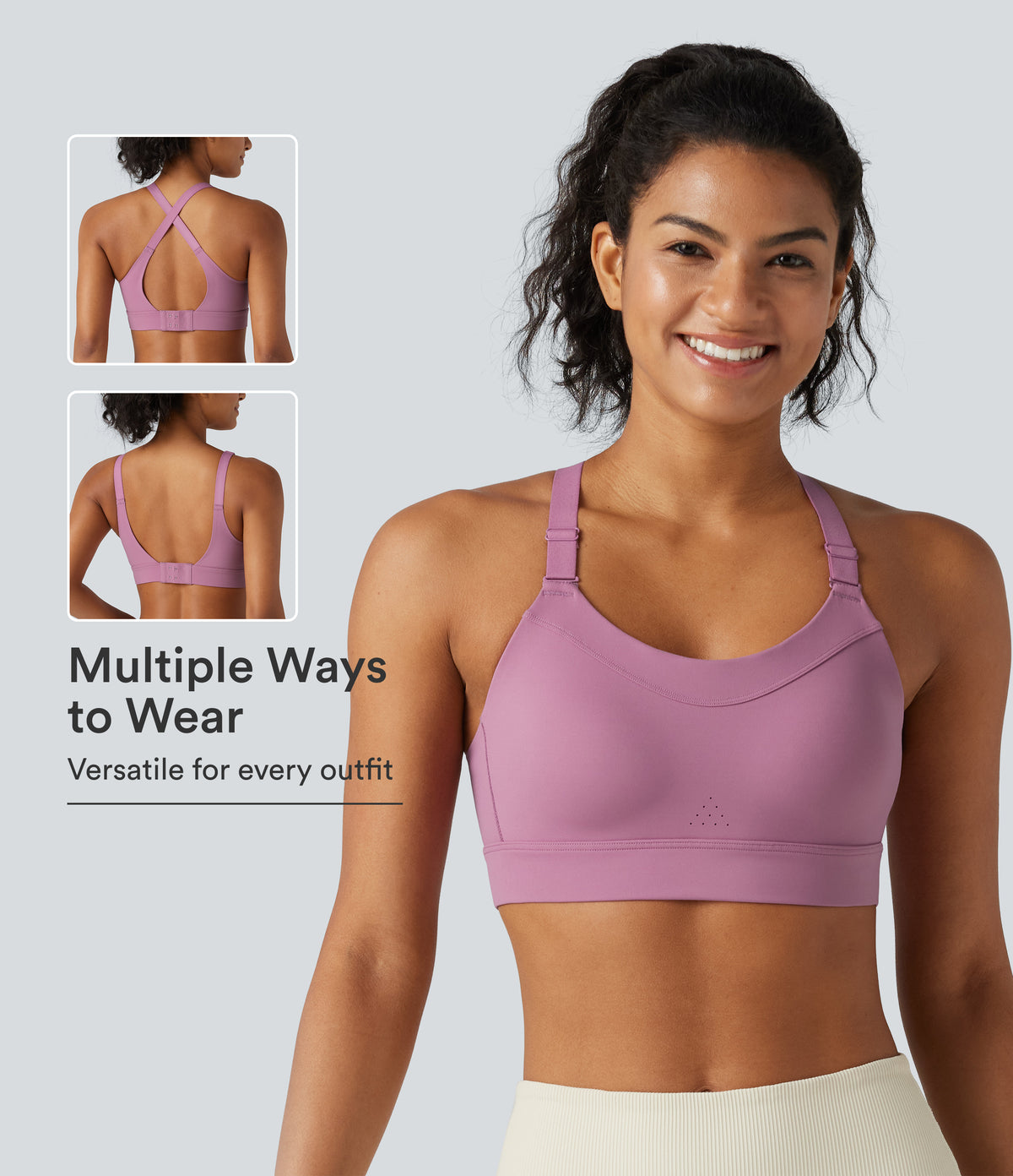 Medium Support Molded Spacer Training Sports Bra — Moonlite Mauve — view 1