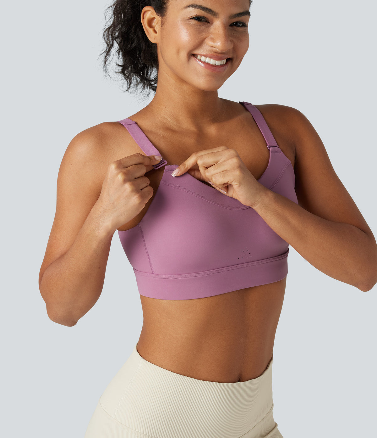 Medium Support Molded Spacer Training Sports Bra — Moonlite Mauve — view 7