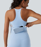 Airy Racerback Built-in Bra InstantCool Yoga Tank Top with Pockets-UPF50+ — Angel Falls — view 5