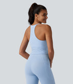Airy Racerback Built-in Bra InstantCool Yoga Tank Top with Pockets-UPF50+ — Angel Falls — view 2