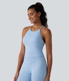 Airy Racerback Built-in Bra InstantCool Yoga Tank Top with Pockets-UPF50+ — Angel Falls — view 4