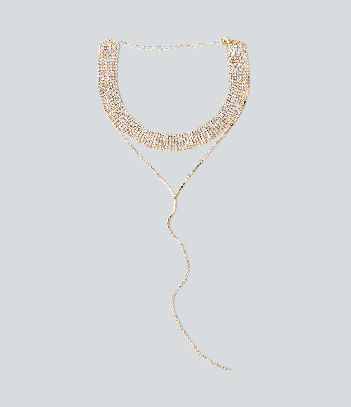Rhinestone Necklace — Gold — view 6