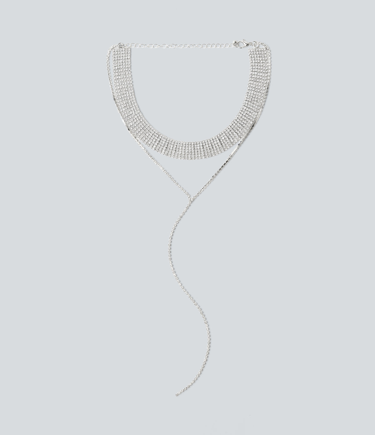 Rhinestone Necklace — Silver — view 1