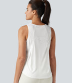 Round Neck Curved Hem Running Tank Top — White — view 1