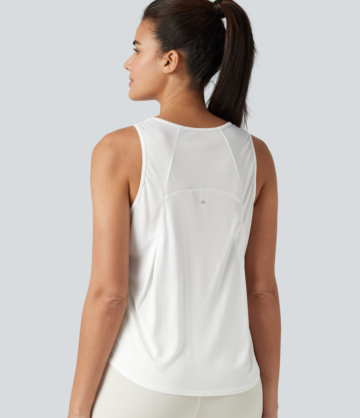 Round Neck Curved Hem Running Tank Top — White — view 1