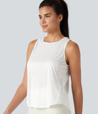 Round Neck Curved Hem Running Tank Top — White — view 5
