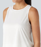 Round Neck Curved Hem Running Tank Top — White — view 6