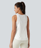 Round Neck Curved Hem Running Tank Top — White — view 4