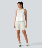 Round Neck Curved Hem Running Tank Top — White — view 7
