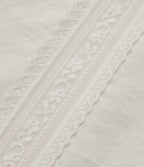 Mid Rise Drawstring Contrast Lace 2-in-1 Casual Linen-Feel Baggy Trousers with Pockets — Marshmallow — view 8