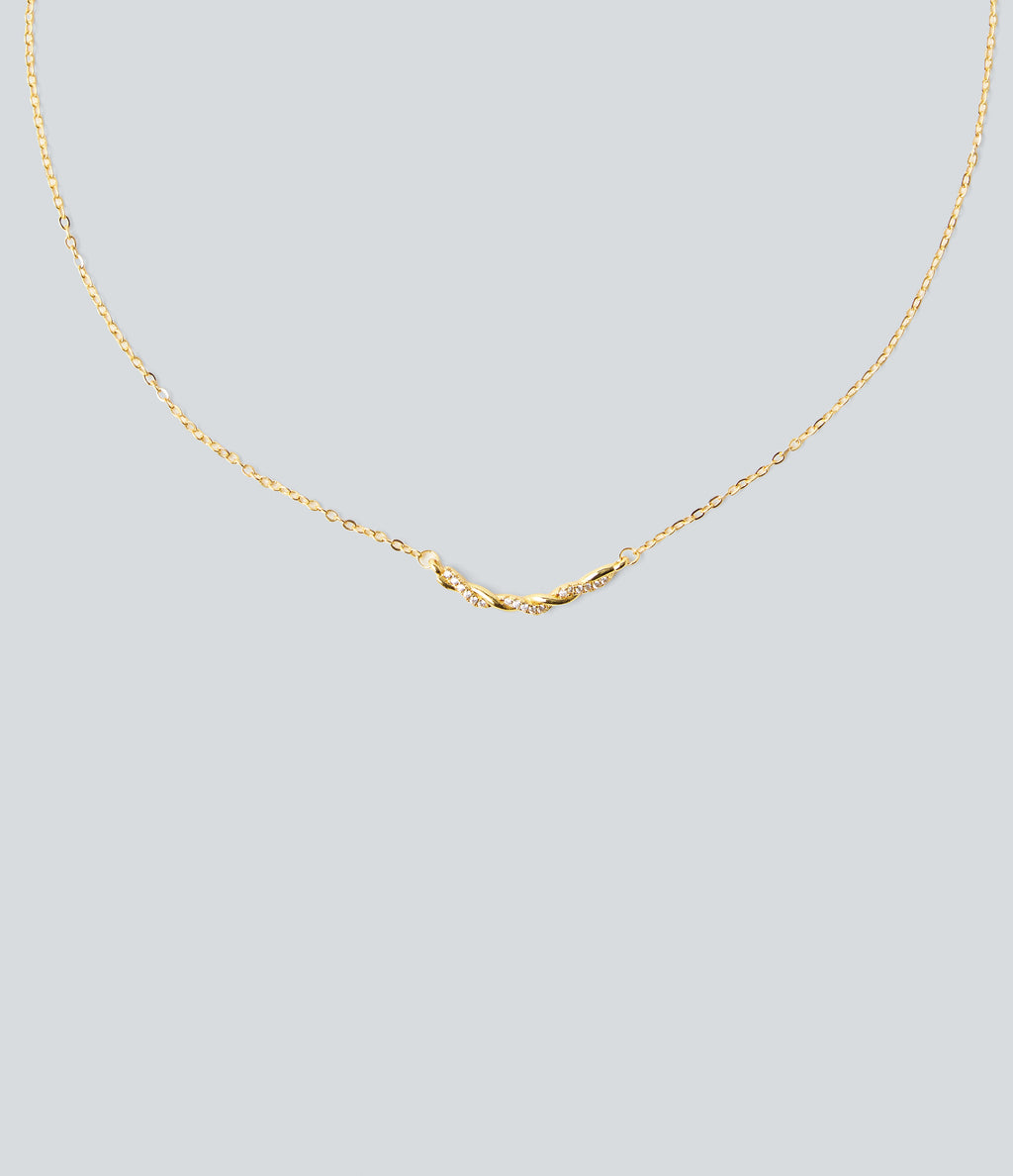 Rhinestone Necklace — Gold — view 2