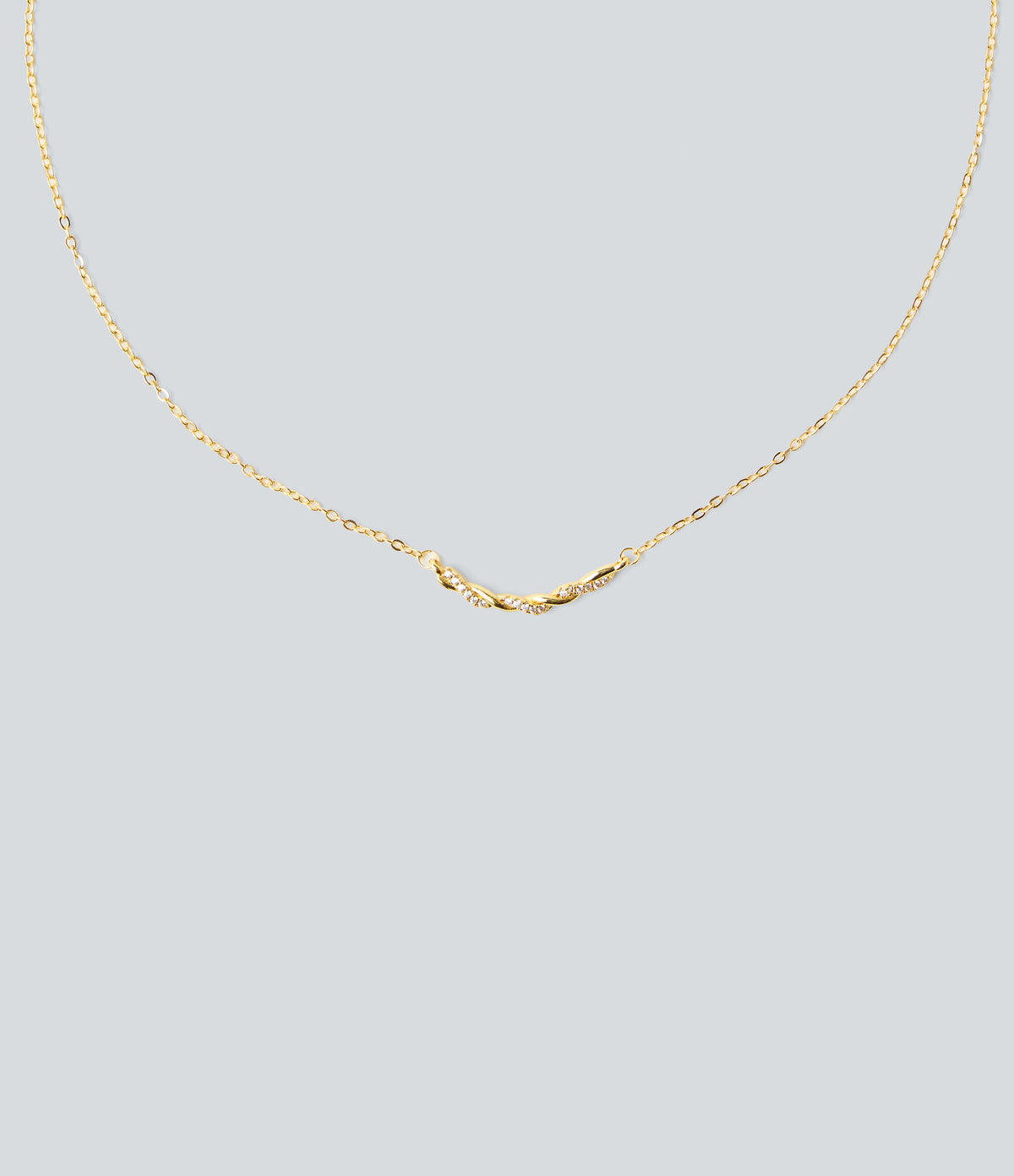 Rhinestone Necklace — Gold — view 2