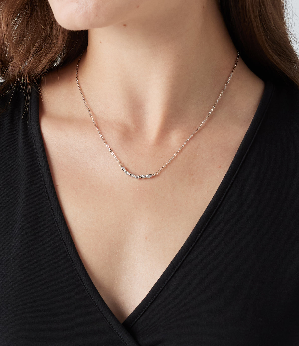 Rhinestone Necklace — Silver — additional view