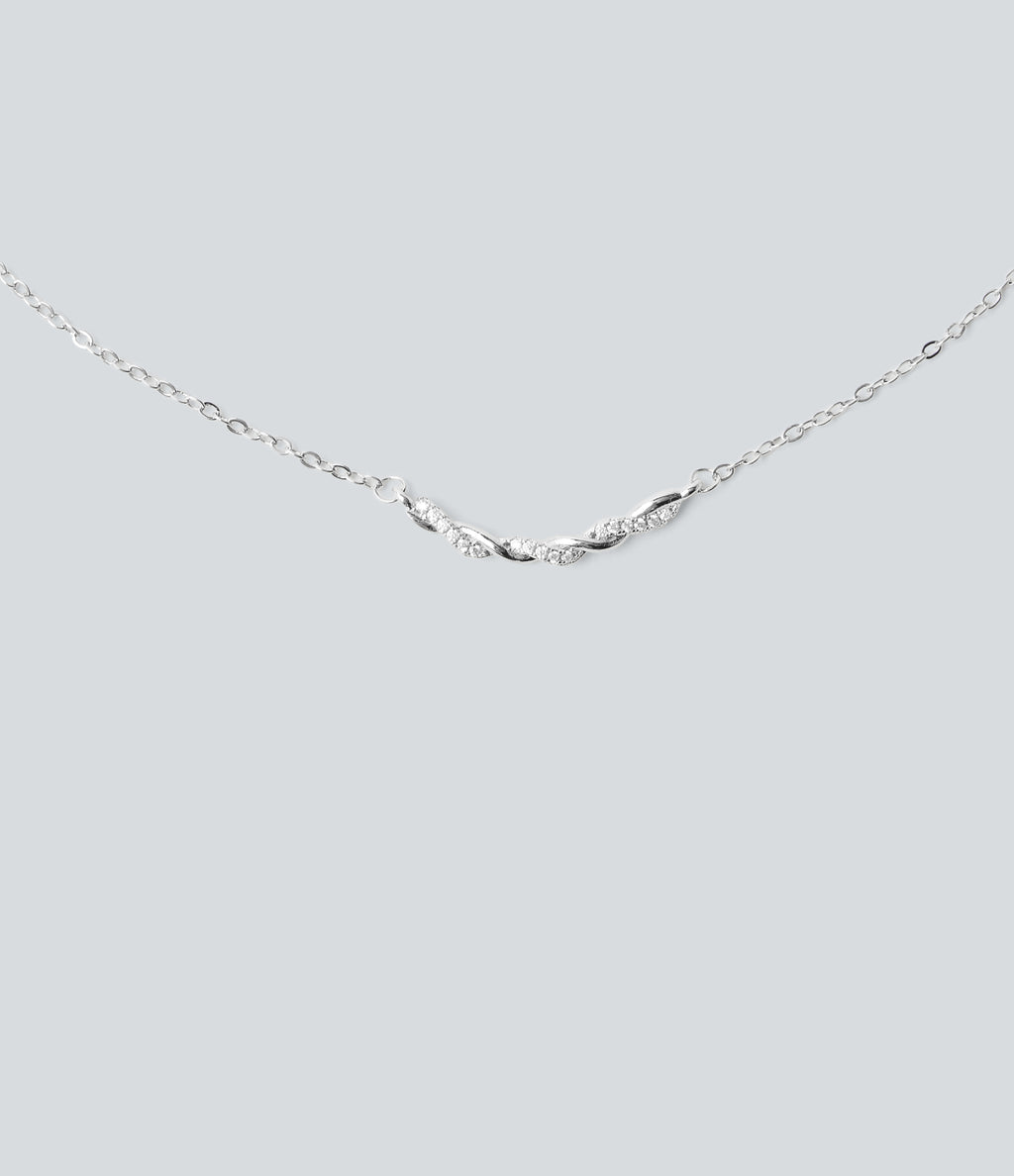 Rhinestone Necklace — Silver — additional view